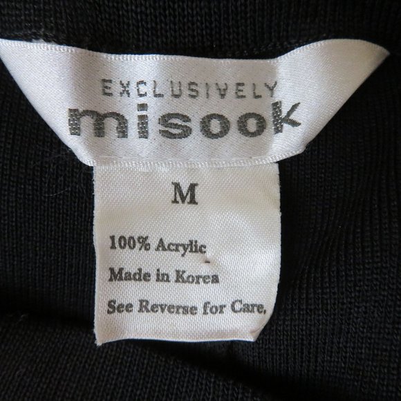 Exclusively Misook Black Knit Pants M High Waist Acrylic Pull On Flat Front - Picture 6 of 6